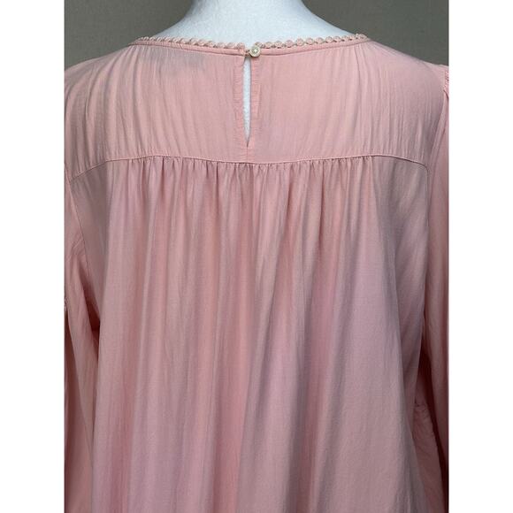 Loft Women’s Large 100% Rayon Feminine Blouse 3/4 Lace Sleeves Pink/Peach READ - Picture 8 of 16